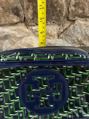 Tory Burch Rain Boot Large Cosmetic Case Bag Navy Galoshes 416 Blue Green NWT thumbnail 11