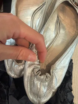 Tory Burch Reva Silver Metallic Ballet Flats Logo Medallion thumbnail 5