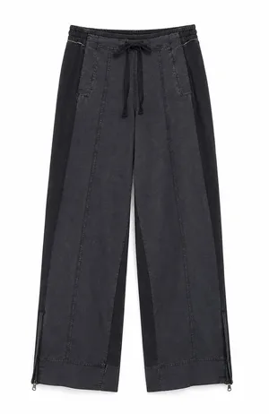 Daily Practice Anthropologie Charcoal Wide Leg Zip Hem Pants Utility Y2K thumbnail 1