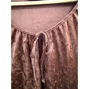 Maria Gabrielle Vintage Y2K Brown Velour Bell Sleeve Asymmetrical Hem Top XS thumbnail 6