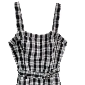 Hollister Y2K School Girl Preppy Black White Plaid Mini Romper Dress Size‎ M NEW thumbnail 3