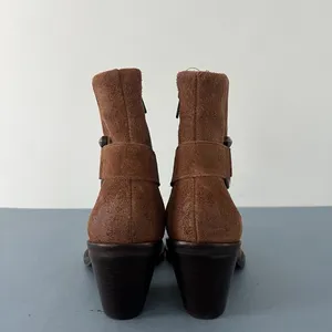 Antonio Melani Tabbie Oiled‎ Suede Pecan Pie Brown Western Buckle Boots thumbnail 6