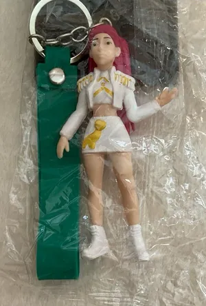Rainbow Sandals Green Strap Keychain with Pink-Haired Figurine thumbnail 1