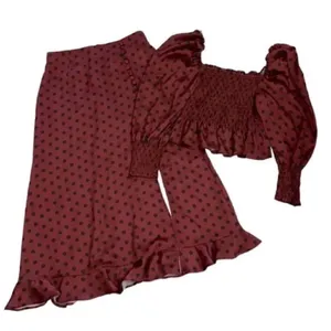Zara MIDI Polka Dot Mauve & Olive Green Skirt Set(Size XS) thumbnail 2