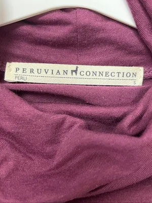 Peruvian Connection Long Sleeve Turtleneck Midi Dress - Plum size S thumbnail 2