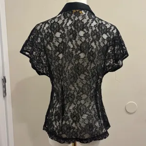 VTG 80s Victorias Secret Gold Label Black Floral Lace Sheer Lingerie Top‎ Small thumbnail 2