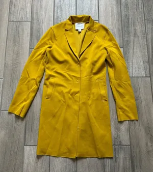 Carolina Belle Mustard Single-Breasted Long Trench Coat thumbnail 1