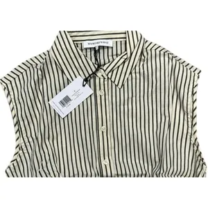 NWT Weworewhat Cropped Sleeveless Popover Shirt Small Antique White Grey Stripe thumbnail 3