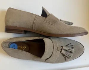 Franco Sarto Hadden Suede Taupe Loafers With Tassels Neutral Preppy Gray 7.5 thumbnail 1