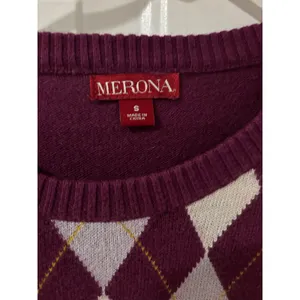 Merona Purple Argyle Long Sleeve‎ Sweater, Size Small, Classic Knit Top thumbnail 3