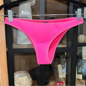 Triangl bikini bottoms neon pink barbie cheeky low rise high leg scuba swimsuit thumbnail 1