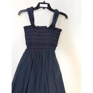 Club Monaco Cotton Smocked Midi Dress black thumbnail 4