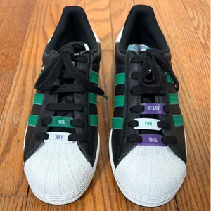 Adidas Superstar x Abby Dahlkemper Sneakers Shoes Black‎ Green Size 7.5 thumbnail 1