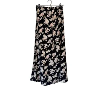 Vintage Maurice’s Black Yellow Floral Maxi Skirt Womens 4 Casual Fall Peasant thumbnail 2