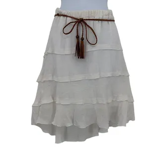 IZ Byer Tiered Knee Length Skirt Sz S Boho Gauzy Coastal Cowgirl Festival Asymm thumbnail 2