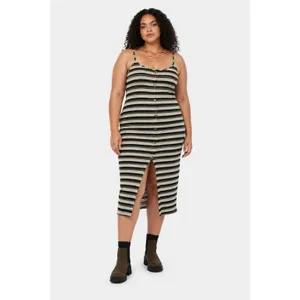 No Boundaries Juniors Bodycon Dress Sz XXL Sea Turtle Green Striped Ribbed Midi thumbnail 2