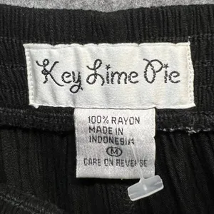 Vintage Key Lime Pie Pants Womens M Black Beaded Fringe High Rise Boho Festival‎ thumbnail 9