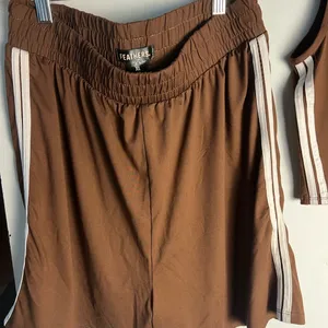 Feathers Brown Track Shorts and Knot Tie Top- Super Comfortable thumbnail 3
