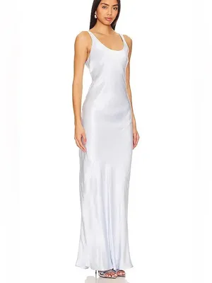 Line & Dot Adelyn Satin Bias-Cut Dress in French Blue thumbnail 4