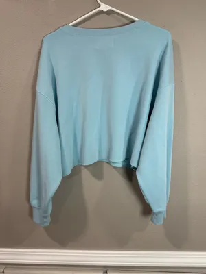Simply Southern Light Blue Cropped Pearl Star Sweatshirt thumbnail 4