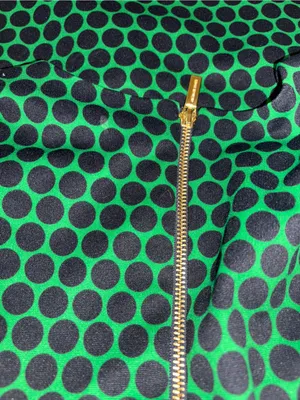 Michael Kors Green and Navy Polka Dot Long Sleeve Crewneck Dress thumbnail 4
