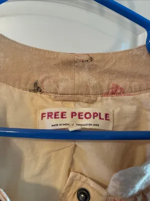Free People Beige Floral Cropped Bomber Jacket thumbnail 2