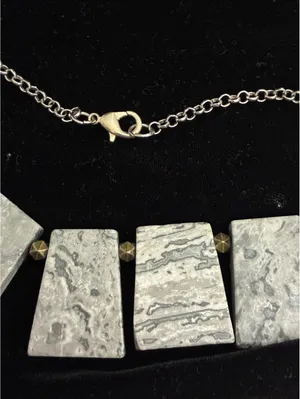 Picasso Marble Statement Necklace 19” Gray thumbnail 3