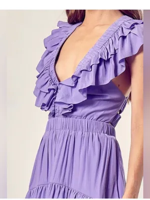 DO+BE “Let it Flow” Ruffle Maxi High Low Dress pink vacation holiday dress thumbnail 4