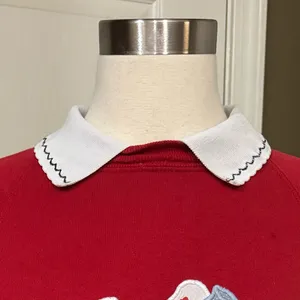 Vintage Kawaii Cow Graphic‎ Fleece Sweatshirt Collared L Cottagecore thumbnail 9