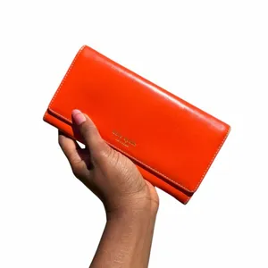 Kate Spade New York Continental Wallet Orange Hot Pink Leather Colorblock thumbnail 2
