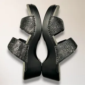 Dansko Womens‎ EU 38 US 7.5-8 Metallic Snake Leather Slide Wedge Sandals Comfort thumbnail 5
