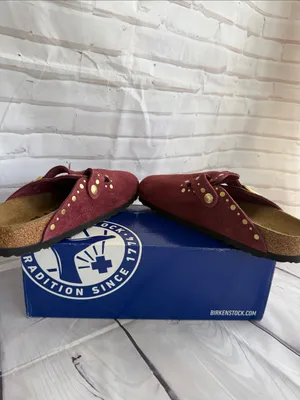 Birkenstock Boston Rivet Border Suede Clog in Zinfandel - US L7 M5 / EUR 38 thumbnail 7