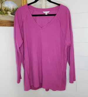 Wildfox Elderberry Haley Brushed V-Neck Pullover XXL thumbnail 1