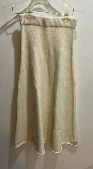 Commense NWT Women Small Cream Knit Midi Skirt Coquette Cottage Minimalist Fall thumbnail 1