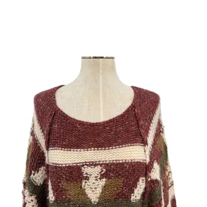 Free People Northern Lights Sweater‎ Mini Dress Boho Knit Red Size XS thumbnail 5