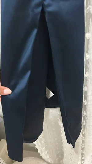 Abercrombie midi navy sculpt satin dress thumbnail 3