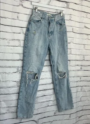 Vintage Y2K PacSun Dad Jeans High Rise Button Fly Light Wash Distressed Size 28 thumbnail 2