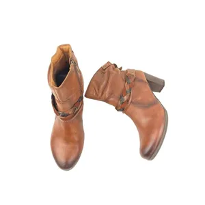 *Pikolinos Heeled Ankle Booties Womens Size 40 Brown Leather Zip Braided Strap thumbnail 3