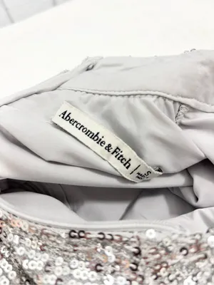 Abercrombie & Fitch Silver Shimmering Sequin Long Sleeve Mini Dress Size S thumbnail 11