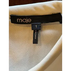 Maje Blue White And Black Colorblock Silk Detail‎ Crew Neck Mini Shift Dress S thumbnail 7