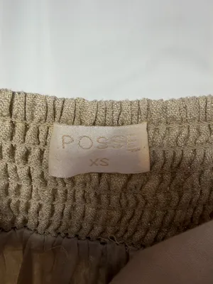 Posse‎ Linen Blend Mini Dress in Shimmery Gold Beige Size Extra Small thumbnail 3