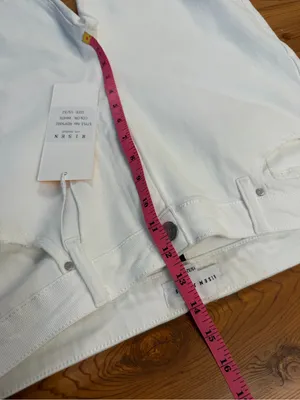 Risen Denim White Distressed Cropped Straight Leg Stretch Jeans Size 15/32 NWT thumbnail 7