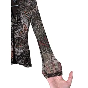 Vintage INC International Concepts Y2K Long Sleeve‎ Paisley Top Size S thumbnail 4