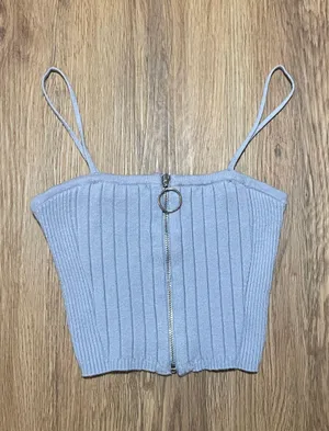 Kendall & Kylie Zip Up Crop Top thumbnail 2