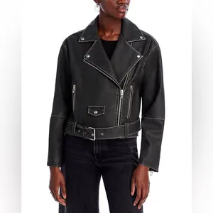 Black BLANKNYC Faux Leather Belted Moto Jacket Size XS thumbnail 2