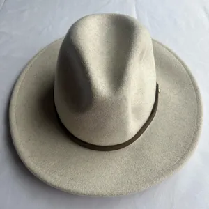 Free People Wythe in French Vanilla Leather Band Boho Festival 100% Wool Hat thumbnail 3