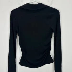 Madewell Side Cinch Long Sleeve Polo Top Stretch Jersey Knit Black XXS NWT thumbnail 7