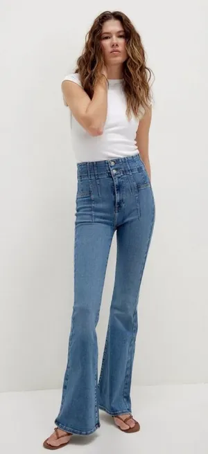 We The Free Jayde Flare Jeans Super High Rise Women's Size 27 Free People retro thumbnail 1