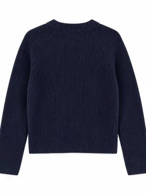 Quince Fisherman Crewneck Sweater Womens M Navy Excellent Mongolian Cashmere thumbnail 3