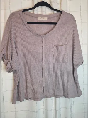 Arula Boxy Crop Tee Purple Size 2X thumbnail 1